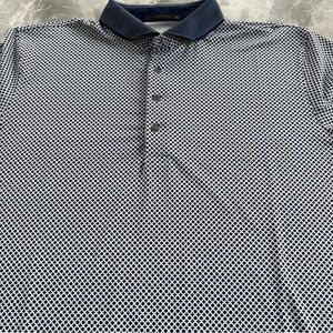 Greyson Men’s Polo Shirt Geometric Navy and Whiye XXL